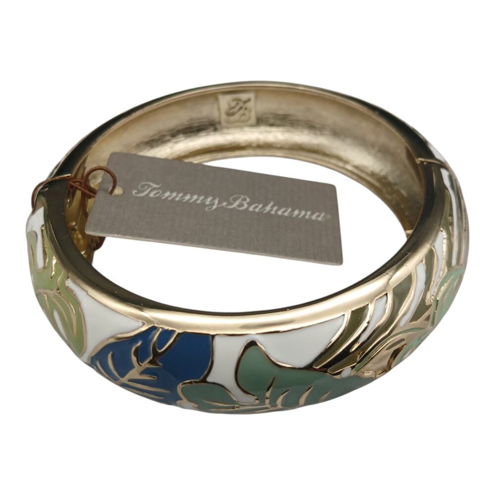Tommy Bahama Villa Fronds Enamel Clamper Bracelet – Cypress Olive – NWT